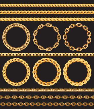 Frames and borders made of golden chains clipart