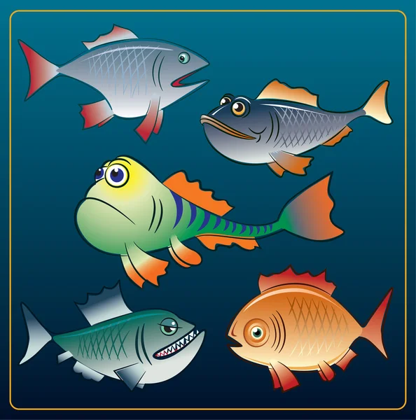 Funny fishes — Stock Vector