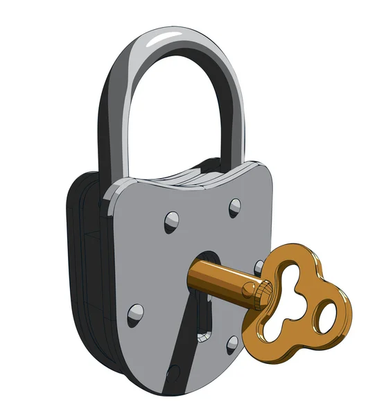 Padlock with a key — Stock Vector