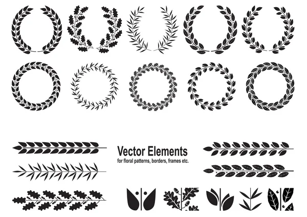 Set of silhouettes of wreaths — Stock Vector