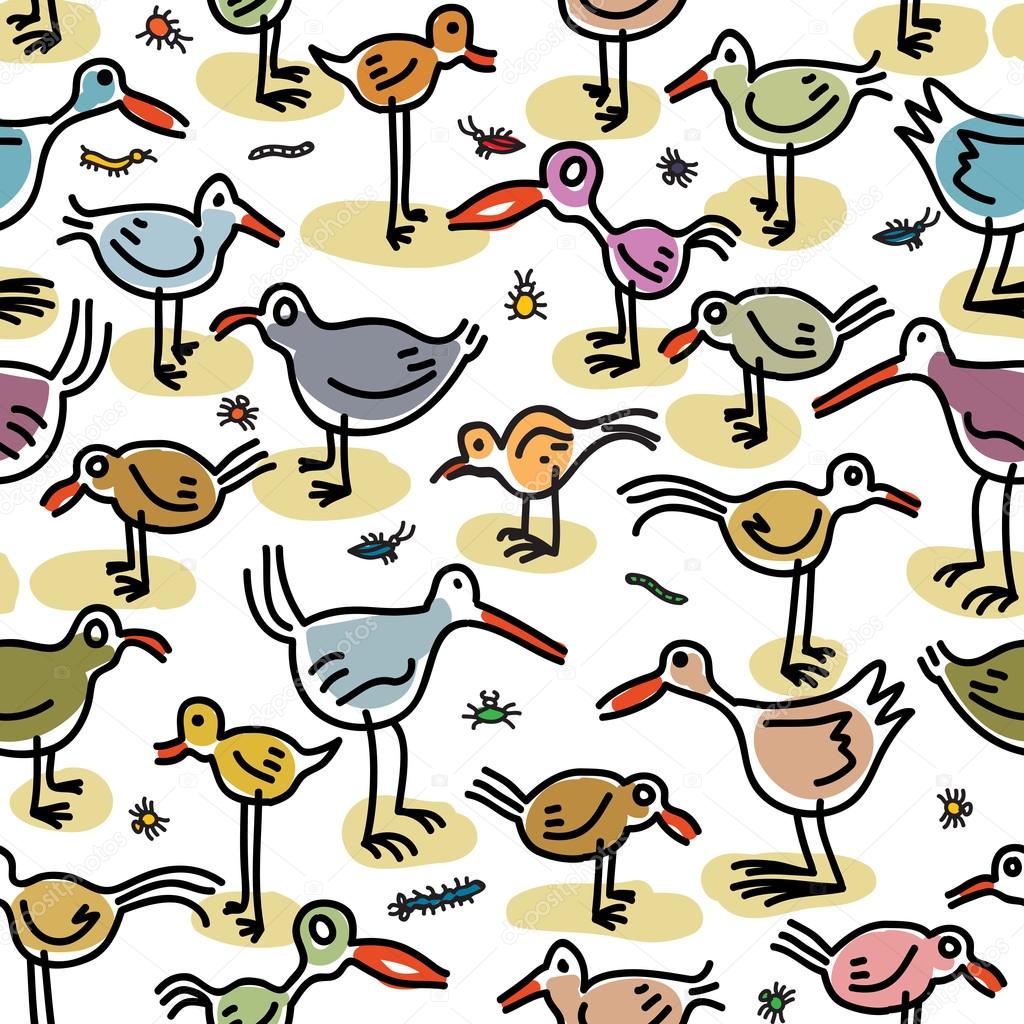 Seamless pattern consisting of images of birds