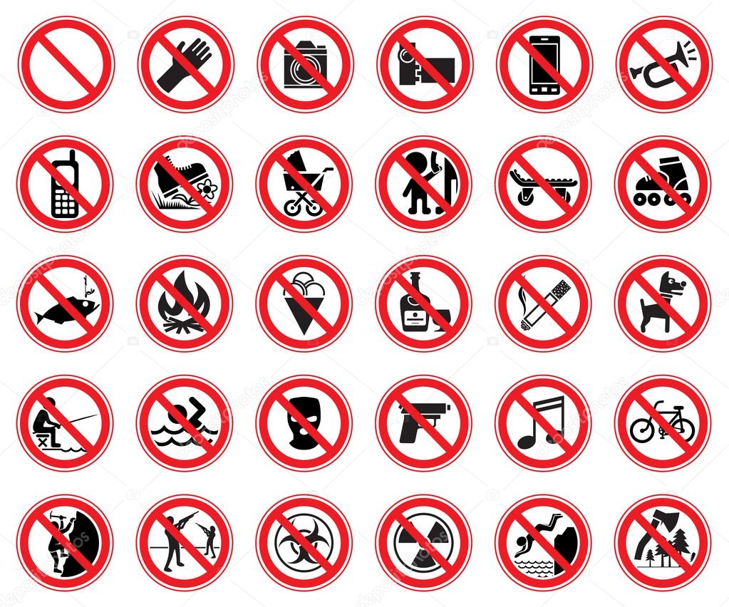 Set of prohibiting signs