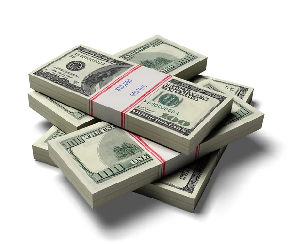Stack of dollar bills isolated on white background — Stock Photo, Image