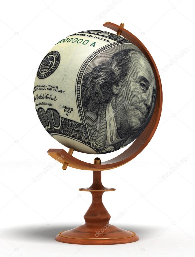 Globe of one hundred dollars banknote