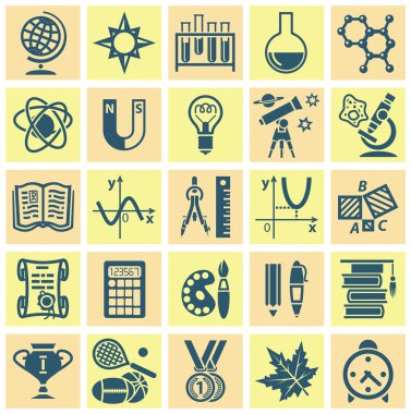 Set of web icons on a theme of schooling clipart