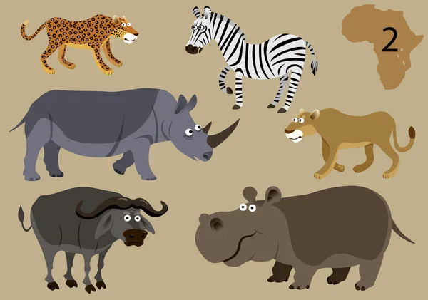 Funny wild animals of Africa — Stock Vector