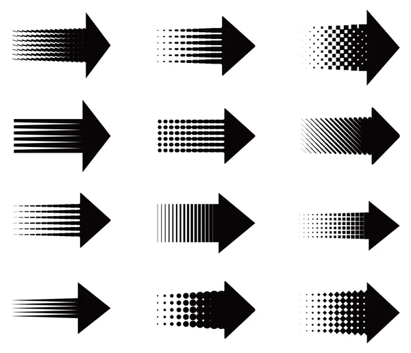 Universelle dekorative Pfeile mit Rastereffekt — Stockvektor