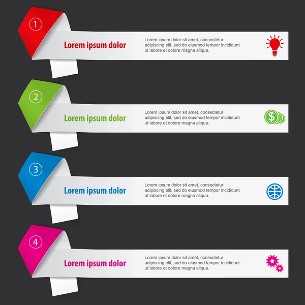 Set of infographic elements in the form of paper tapes and other — Stock Vector