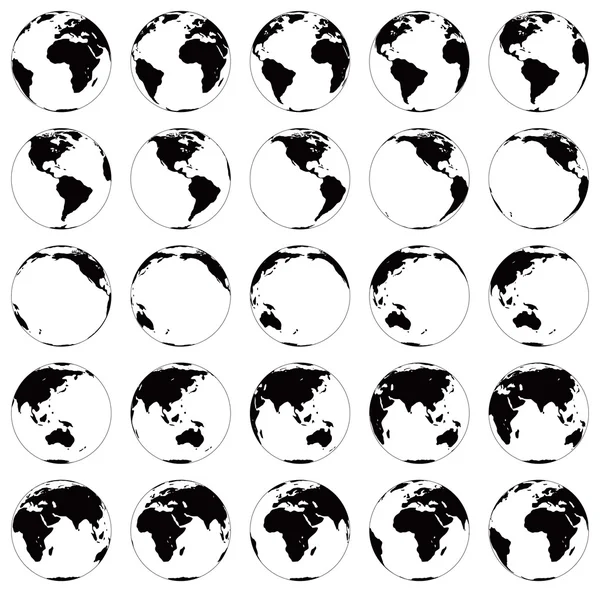 세계의 다른 회전 단계의 양식된 이미지 — 스톡 벡터