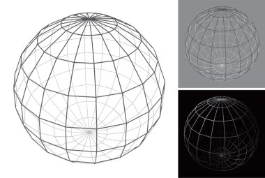 Set of stylized images of globe in form of wire mesh clipart