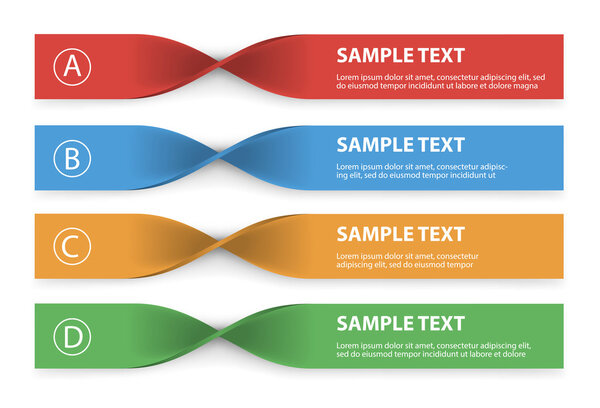 Set of infographics elements in the form of paper tapes for a va