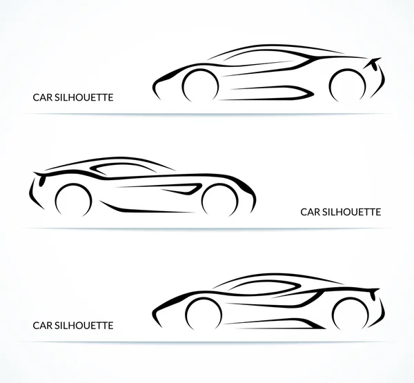 Set of modern car silhouettes — Stock Vector
