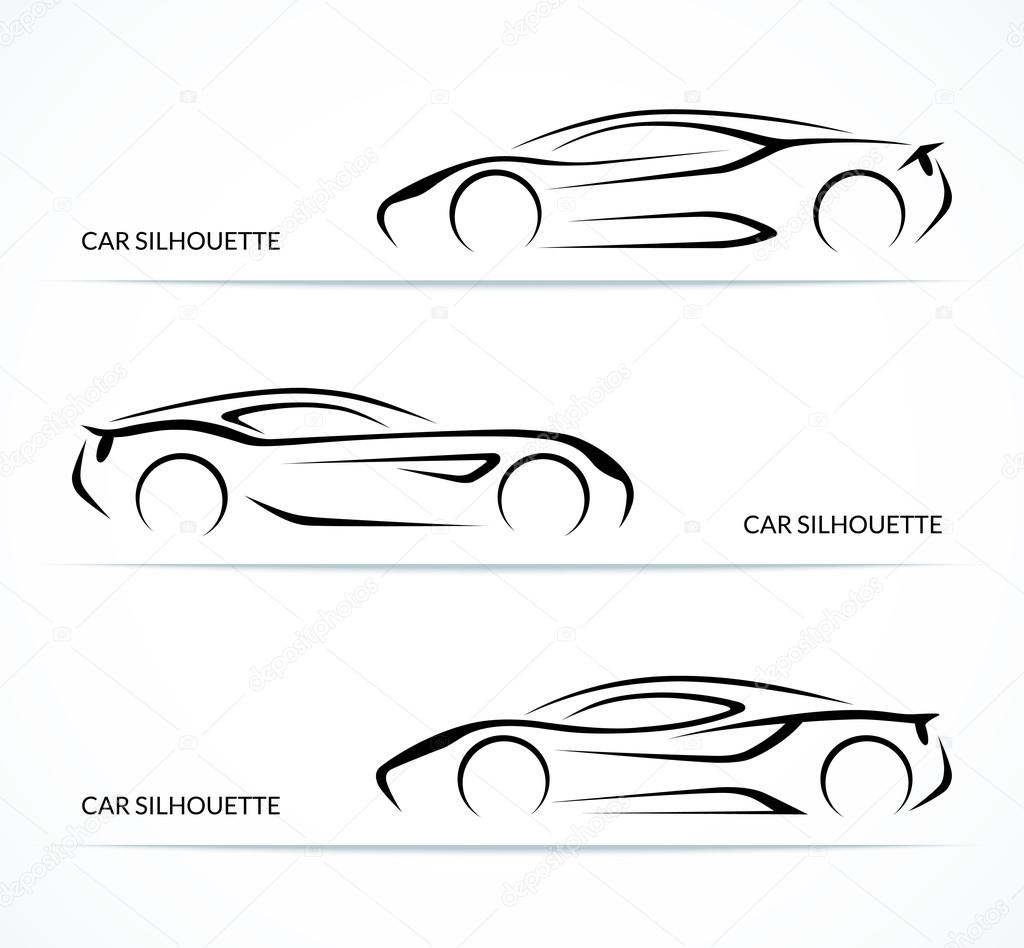Set of modern car silhouettes. Vector illustration