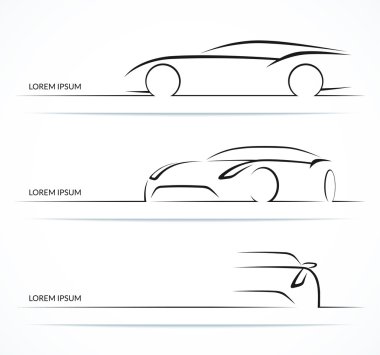 Sports car silhouette set. Vector illustration
