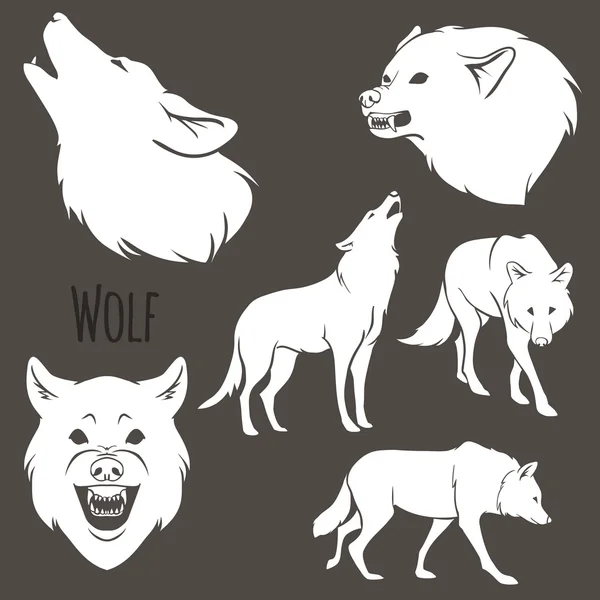 Grey Wolf Silhouette set Royalty Free Stock Illustrations
