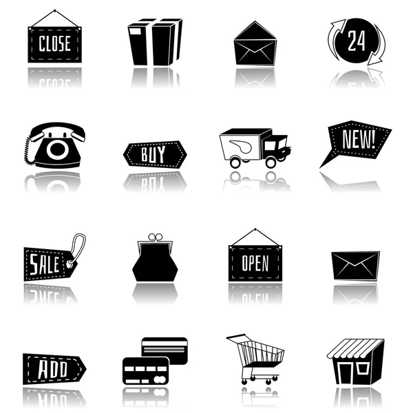 Set of flat and colorful shopping icons. — Zdjęcie stockowe