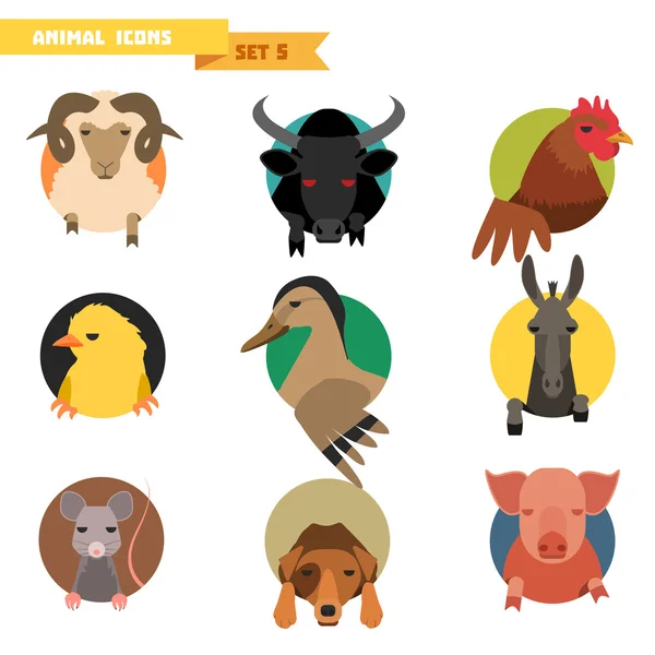 Аватары сельскохозяйственных животных — стоковый вектор