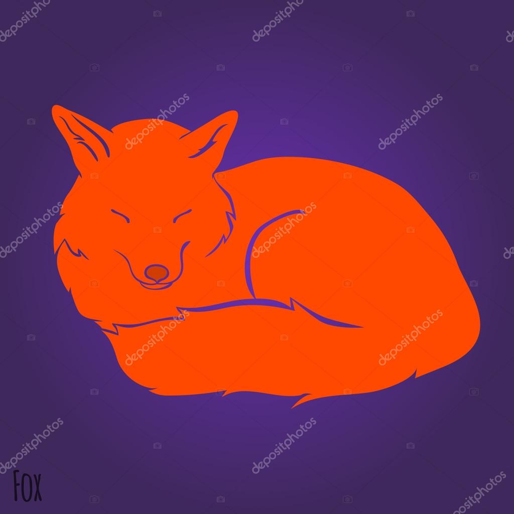 Red sleeping fox silhouette design. Vector illustration