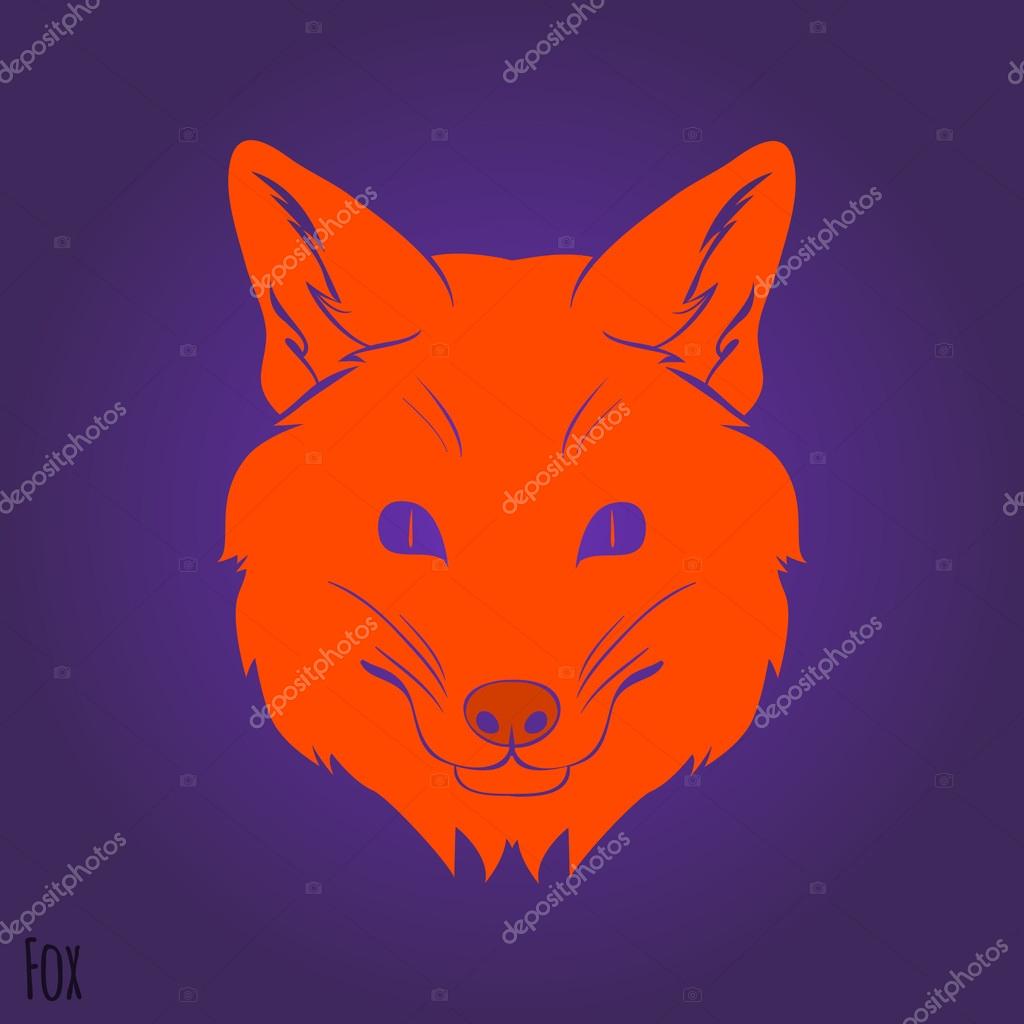 Red  fox head silhouette design. Vector illustration