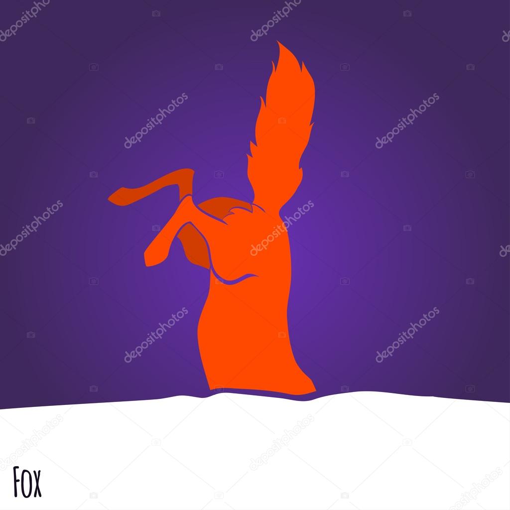 Red hunting fox silhouette design. Vector illustration