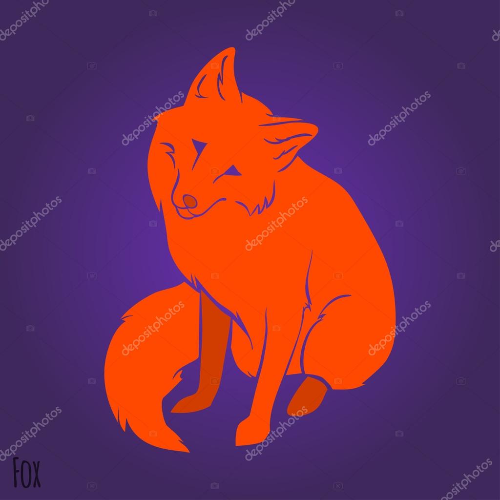 Red sitting fox silhouette design. Vector illustration