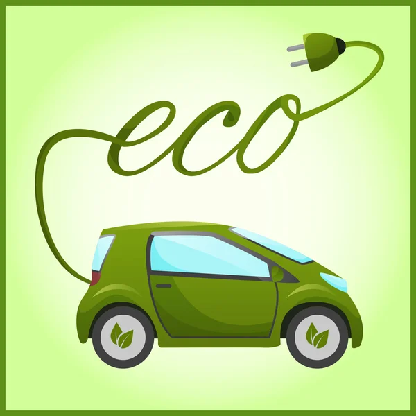 Coche eléctrico con diseño ecológico — Vector de stock