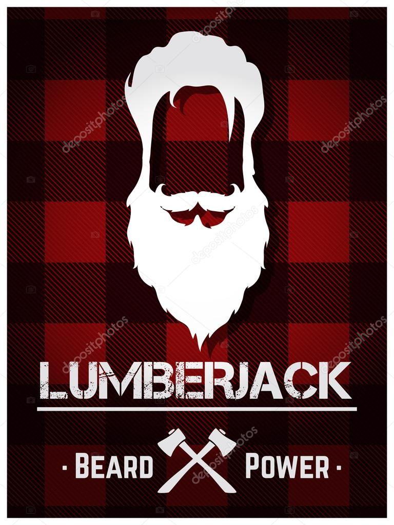 Lumberjack poster with long beard and text