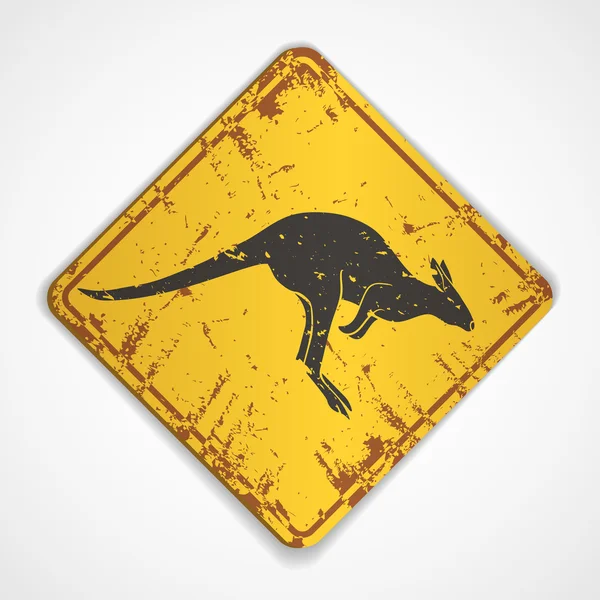 Kangaroo road sign — Stock Vector