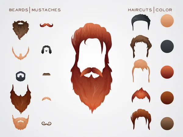 Beards and Mustaches, Hairstyles constructor — Stock Vector