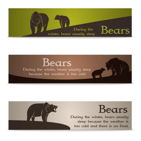 Set of bear banners — Stock Vector