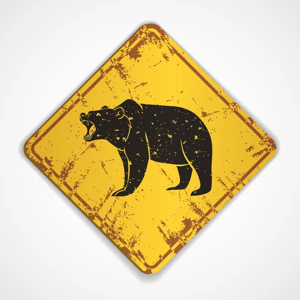 Vieille plaque métallique avec ours — Image vectorielle
