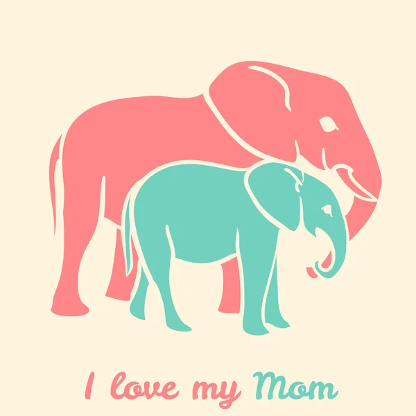 Día de las madres elefantes — Vector de stock