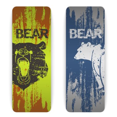 Set of bear banners clipart