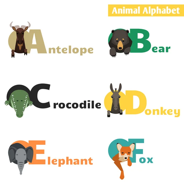 Cute Animals alphabet — Stock Vector