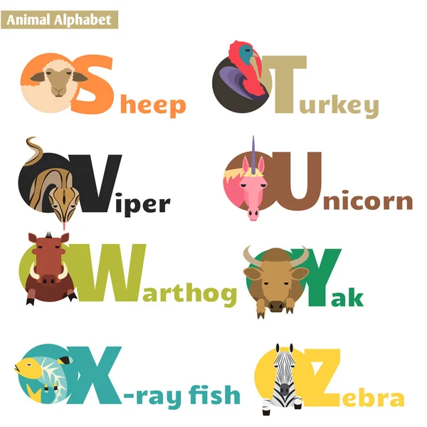 Cute Animals alphabet — Stockvector