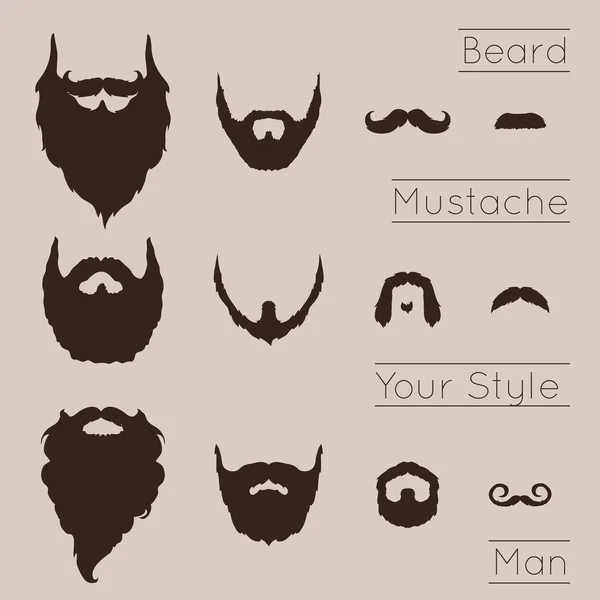 Set de barbas y bigotes — Vector de stock