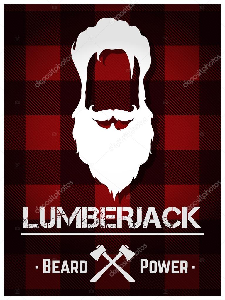 Lumberjack poster with long beard and text
