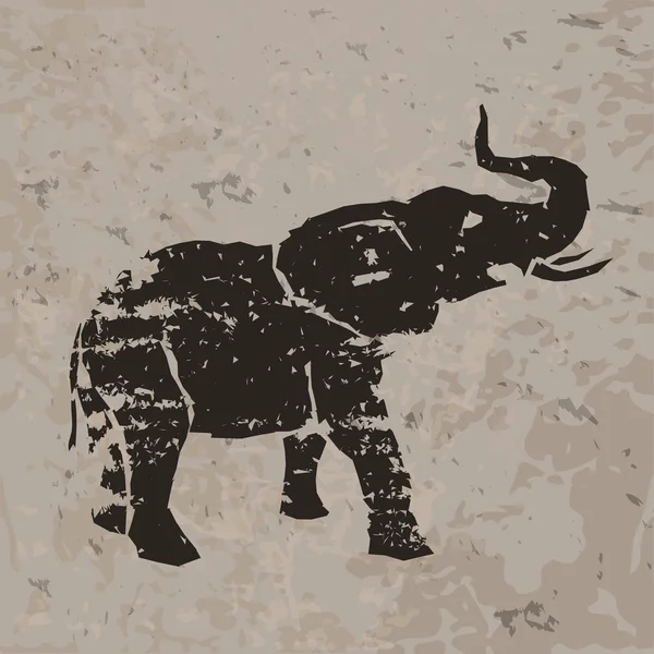 Desenho de elefante na rocha —  Vetores de Stock