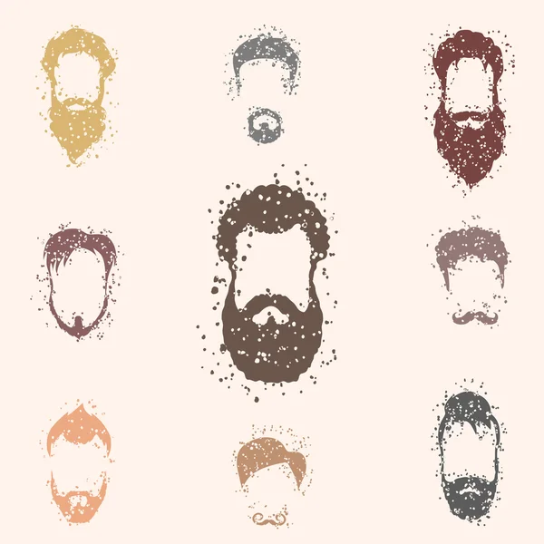 Grunge Beards set — Stock Vector