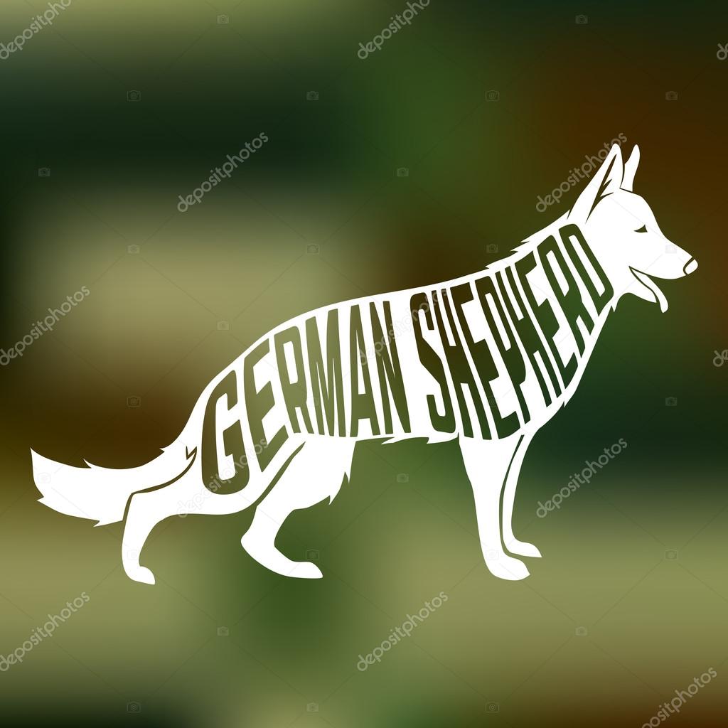 Creative design of german shepherd breed dog silhouette on colorful blurred background.  Vector Illustration