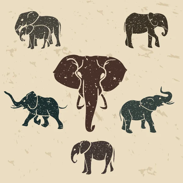 Elephants set — Stock Vector