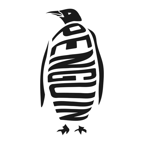 Силуэт пингвина с концептуальным словом внутри — стоковый вектор