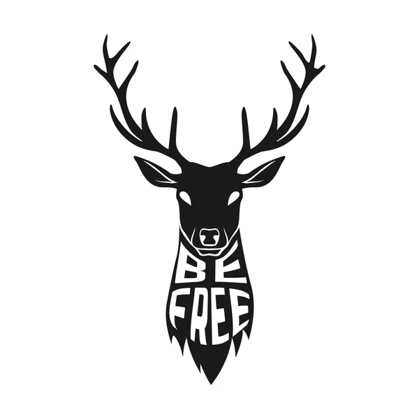 Concept silhouette de tête de cerf avec texte à l'intérieur sur fond blanc . — Image vectorielle