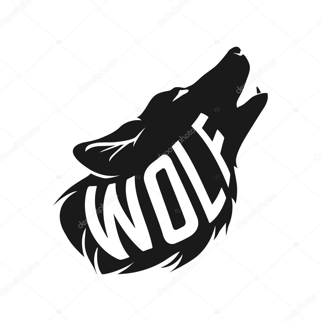 Wolf silhouette with concept text inside Born to be wild on white background. Vector illustration