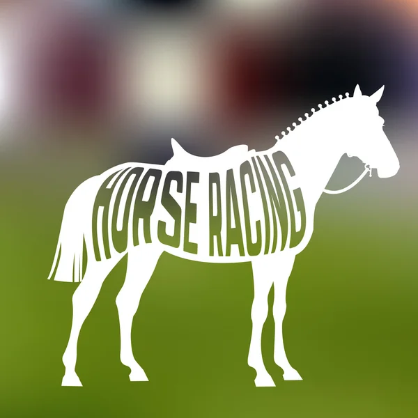 Concept de silhouette de cheval de course avec texte à l'intérieur sur fond flou — Image vectorielle