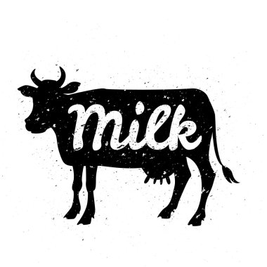 Beyaz grunge kafasına inek silüeti doku tasarım ve içindeki metni kaşıdı. Logo veya poster kavramı.