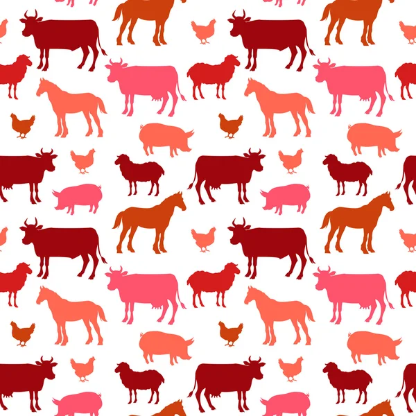 Beautiful farm animals seamless pattern in color for background. — Stock Vector