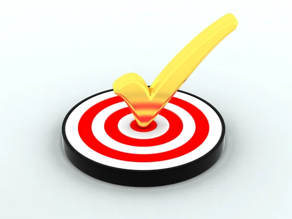 Gold check on target — Stock Photo, Image