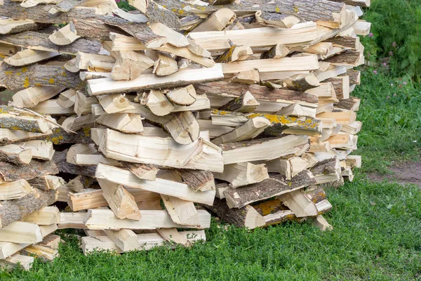 Kırsal bölgelerde kış için yakacak odun toplamak ve kurutmak. Odun yığını. Boxelder akçaağaç.