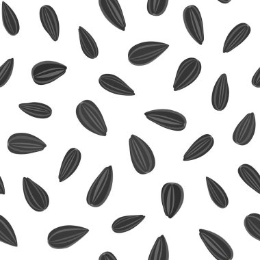 Ayçiçeği çekirdekli kusursuz desen. Beyaz arkaplanda vektör illüstrasyonu.